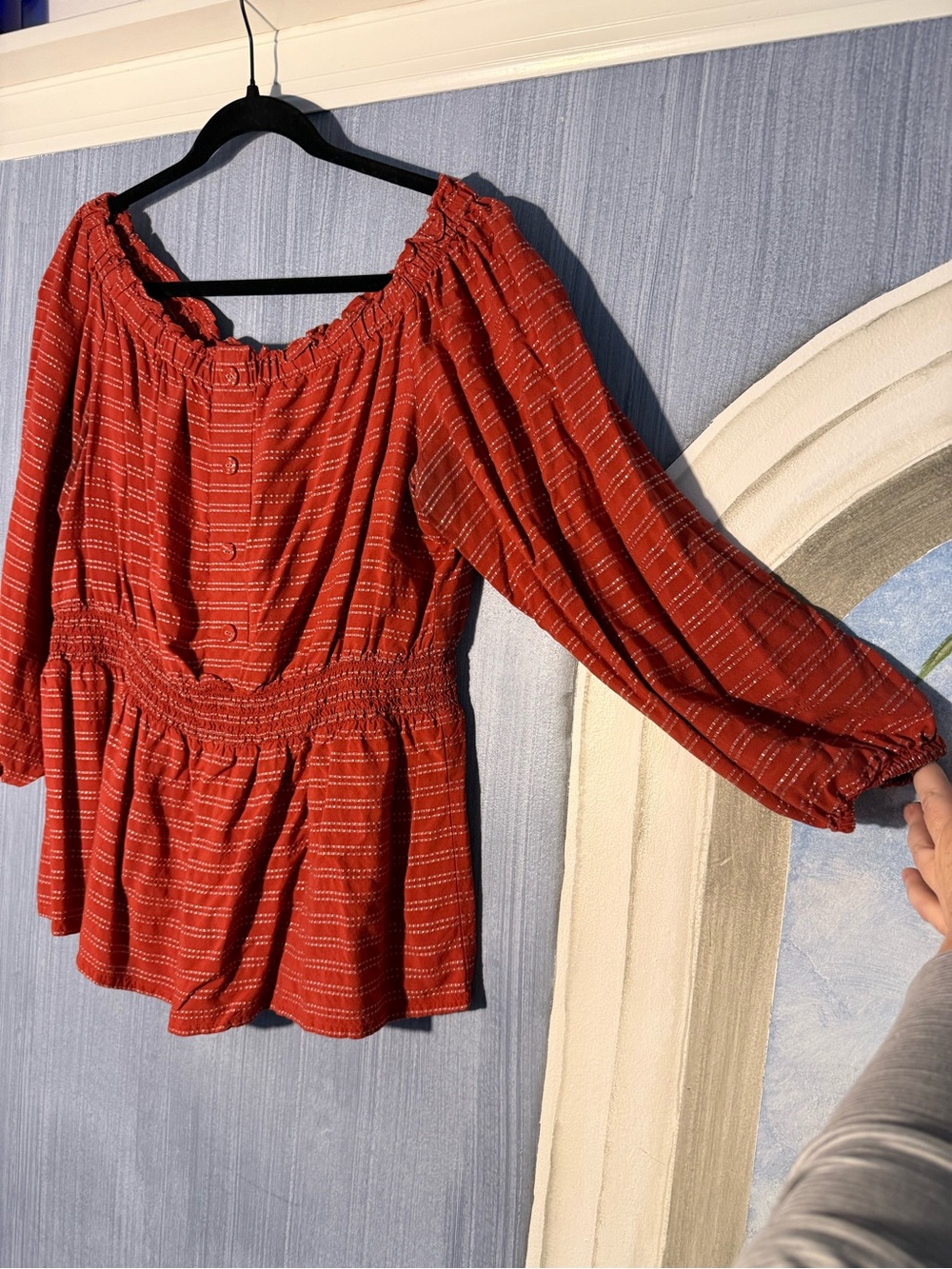 Lane Bryant Striped Blouse in Burnt Orange Size 14/16 Like New